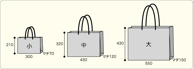 不織布袋/既製品/手提袋の寸法図